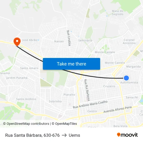 Rua Santa Bárbara, 630-676 to Uems map