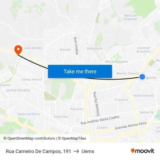 Rua Carneiro De Campos, 191 to Uems map