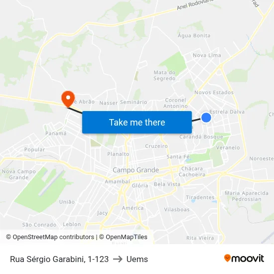 Rua Sérgio Garabini, 1-123 to Uems map