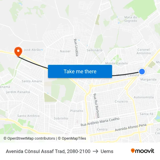 Avenida Cônsul Assaf Trad, 2080-2100 to Uems map