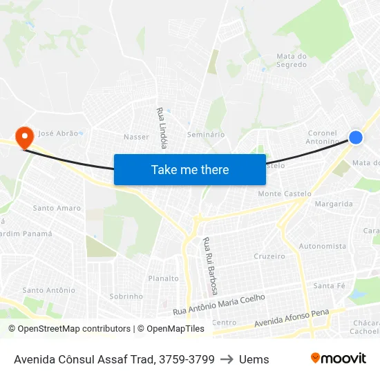 Avenida Cônsul Assaf Trad, 3759-3799 to Uems map