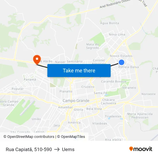 Rua Capiatã, 510-590 to Uems map