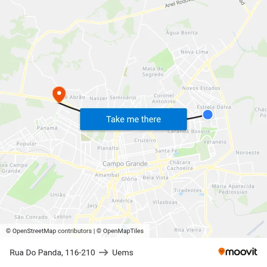 Rua Do Panda, 116-210 to Uems map