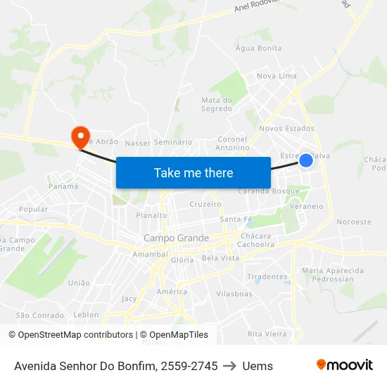 Avenida Senhor Do Bonfim, 2559-2745 to Uems map