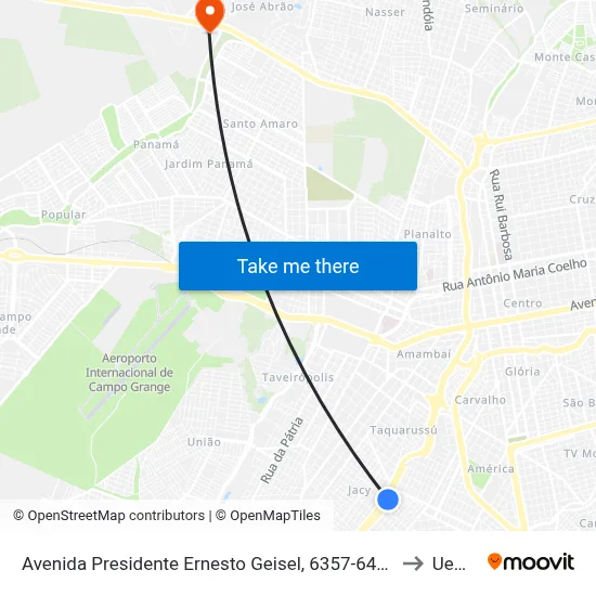 Avenida Presidente Ernesto Geisel, 6357-6499 to Uems map