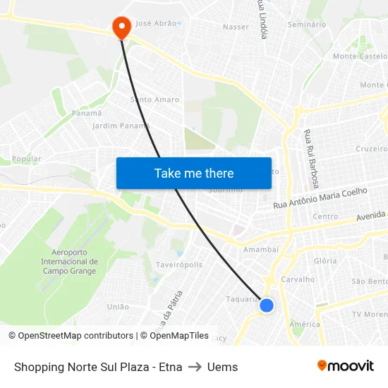 Shopping Norte Sul Plaza - Etna to Uems map