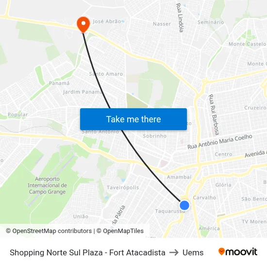 Shopping Norte Sul Plaza - Fort Atacadista to Uems map