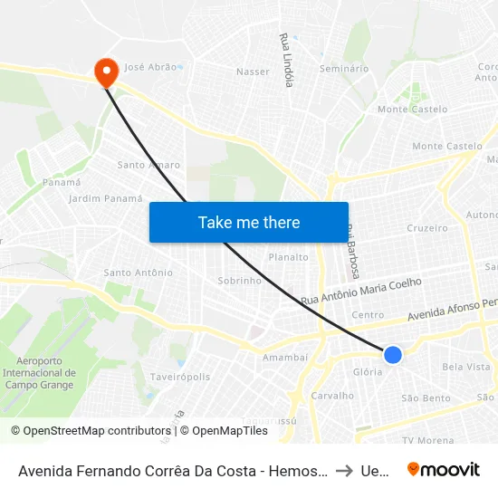 Avenida Fernando Corrêa Da Costa - Hemosul to Uems map