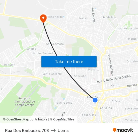 Rua Dos Barbosas, 708 to Uems map