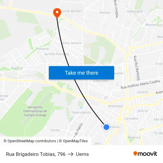 Rua Brigadeiro Tobias, 796 to Uems map