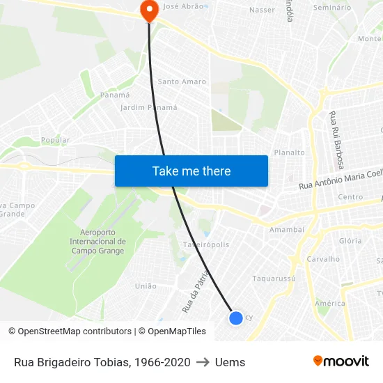 Rua Brigadeiro Tobias, 1966-2020 to Uems map