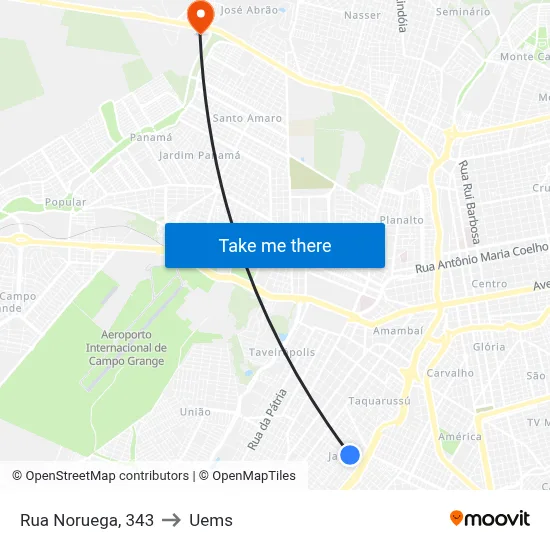 Rua Noruega, 343 to Uems map