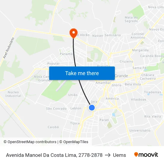 Avenida Manoel Da Costa Lima, 2778-2878 to Uems map