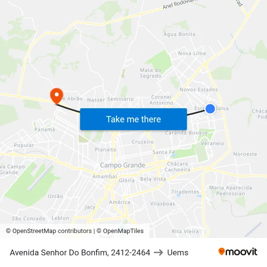 Avenida Senhor Do Bonfim, 2412-2464 to Uems map