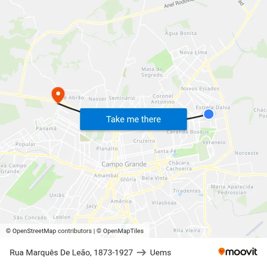 Rua Marquês De Leão, 1873-1927 to Uems map