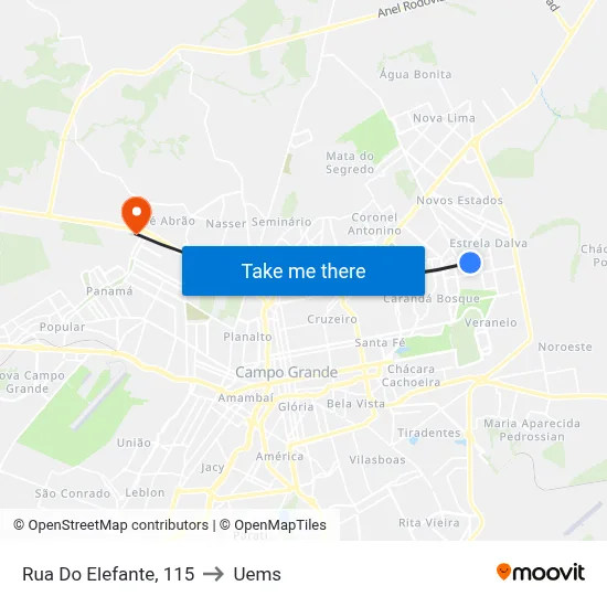 Rua Do Elefante, 115 to Uems map