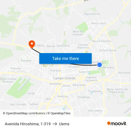 Avenida Hiroshima, 1-319 to Uems map