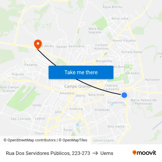 Rua Dos Servidores Públicos, 223-273 to Uems map
