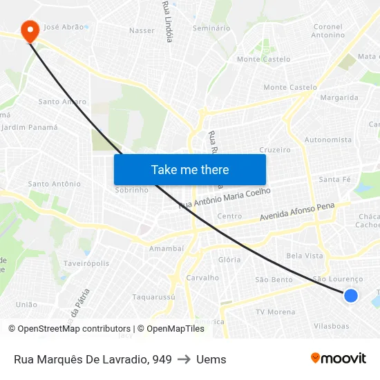 Rua Marquês De Lavradio, 949 to Uems map