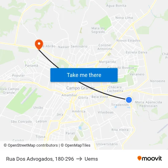Rua Dos Advogados, 180-296 to Uems map