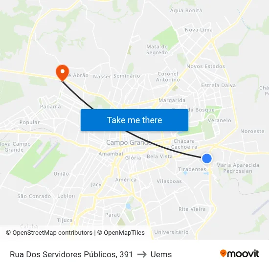 Rua Dos Servidores Públicos, 391 to Uems map