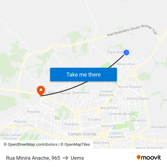 Rua Minira Anache, 965 to Uems map