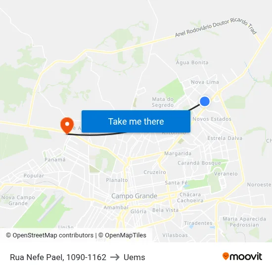 Rua Nefe Pael, 1090-1162 to Uems map