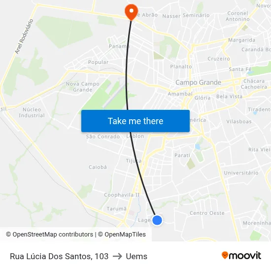 Rua Lúcia Dos Santos, 103 to Uems map