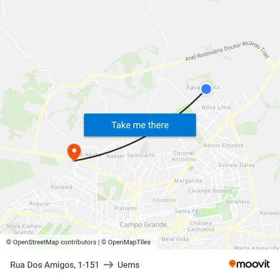 Rua Dos Amigos, 1-151 to Uems map