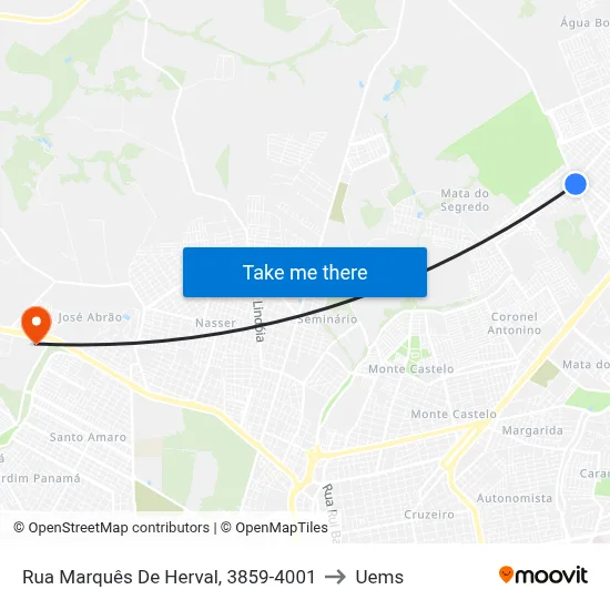 Rua Marquês De Herval, 3859-4001 to Uems map