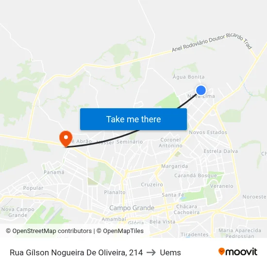 Rua Gílson Nogueira De Oliveira, 214 to Uems map
