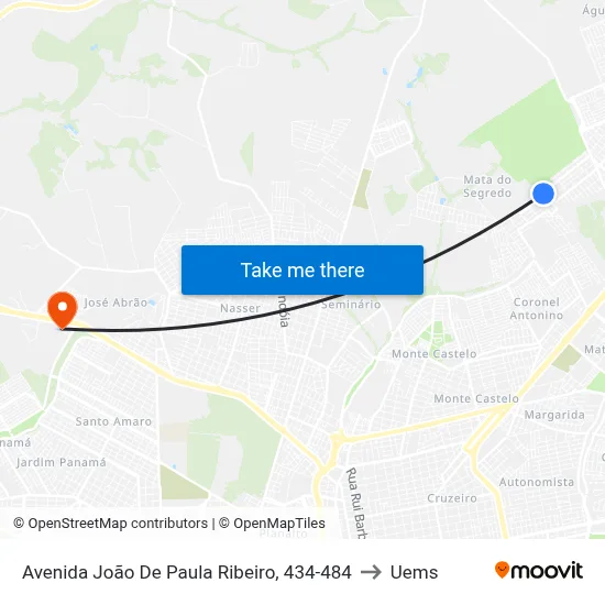 Avenida João De Paula Ribeiro, 434-484 to Uems map