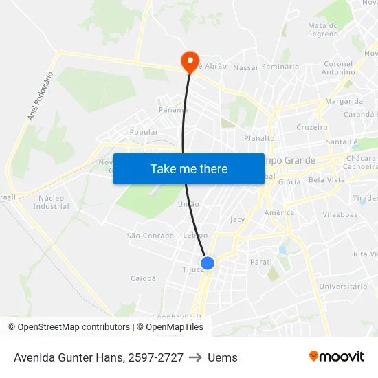 Avenida Gunter Hans, 2597-2727 to Uems map
