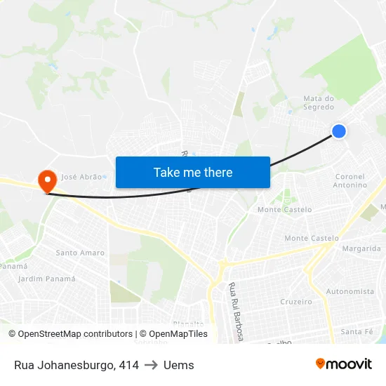 Rua Johanesburgo, 414 to Uems map