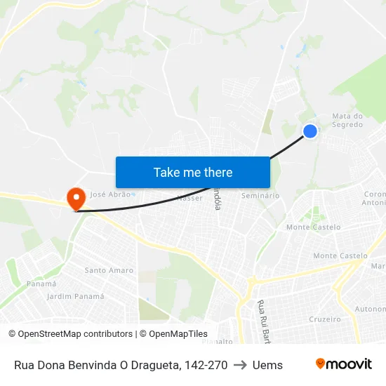 Rua Dona Benvinda O Dragueta, 142-270 to Uems map