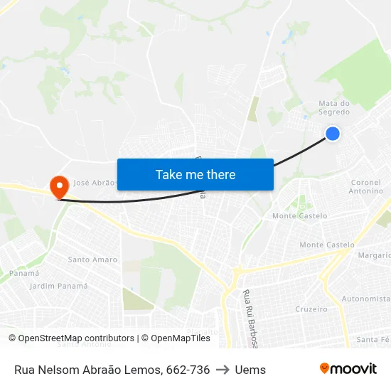 Rua Nelsom Abraão Lemos, 662-736 to Uems map