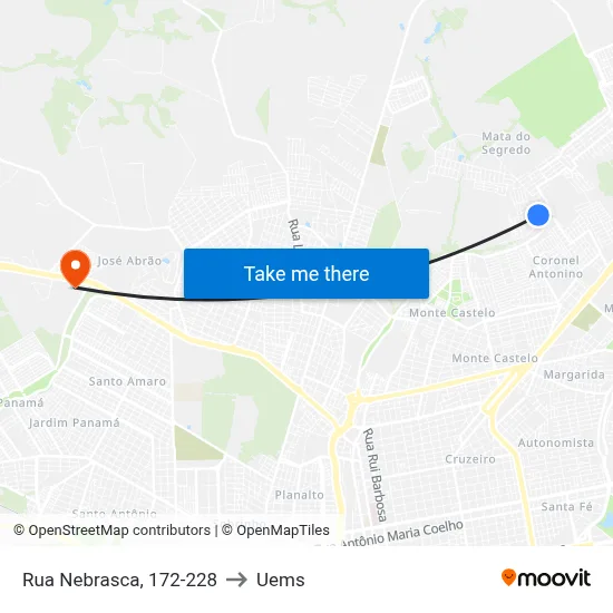 Rua Nebrasca, 172-228 to Uems map