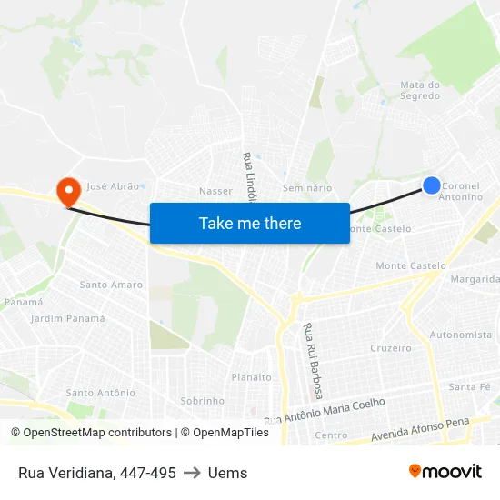 Rua Veridiana, 447-495 to Uems map