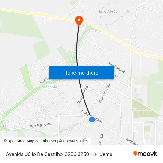 Avenida Júlio De Castilho, 3206-3250 to Uems map