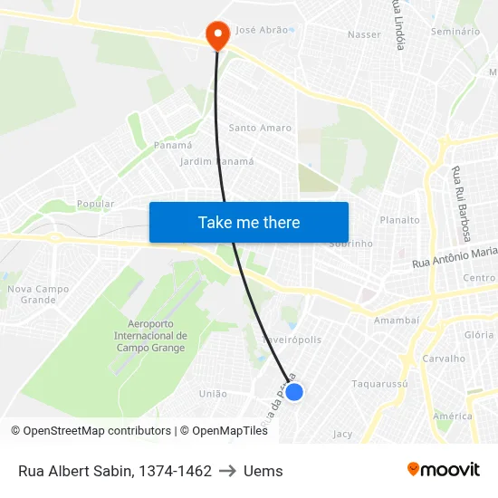 Rua Albert Sabin, 1374-1462 to Uems map