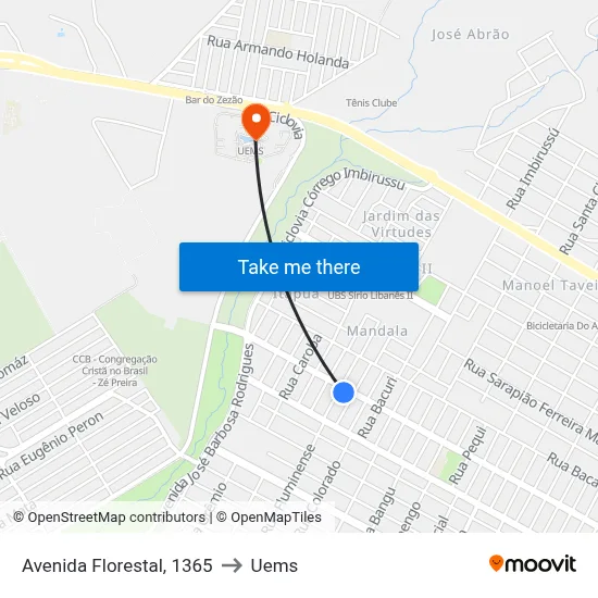 Avenida Florestal, 1365 to Uems map