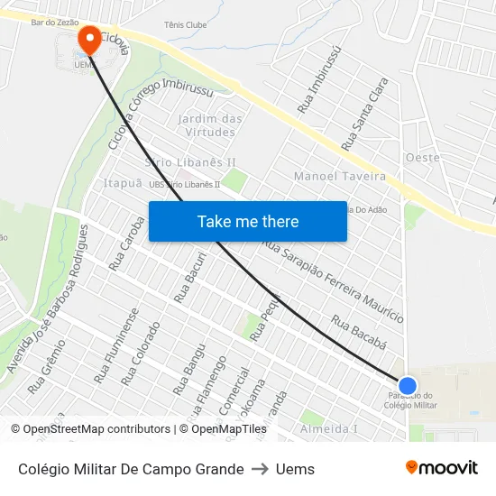 Colégio Militar De Campo Grande to Uems map