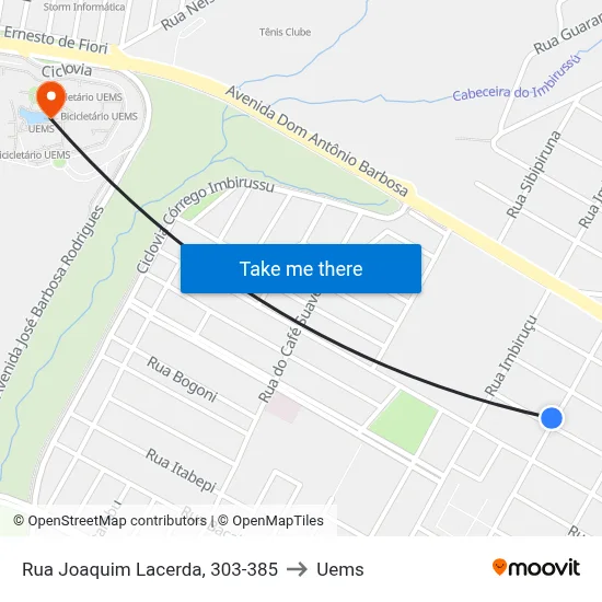 Rua Joaquim Lacerda, 303-385 to Uems map