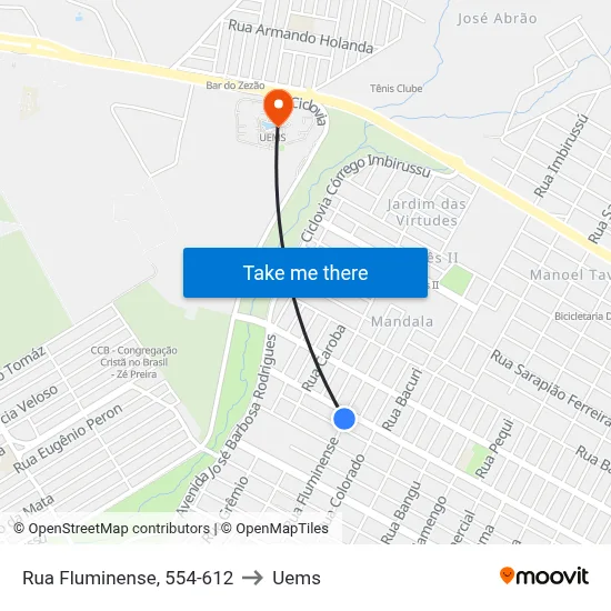 Rua Fluminense, 554-612 to Uems map