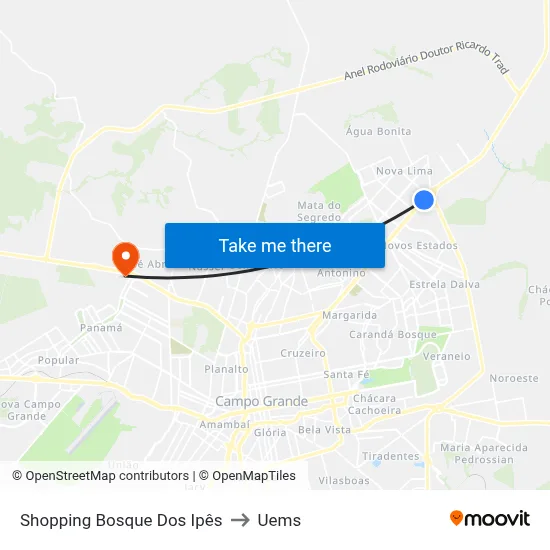 Shopping Bosque Dos Ipês to Uems map