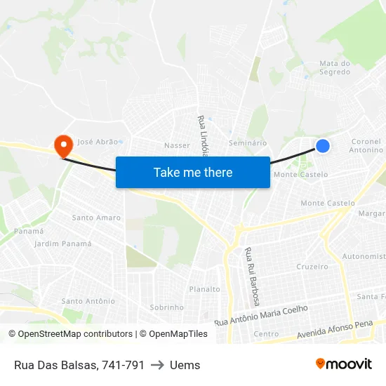 Rua Das Balsas, 741-791 to Uems map