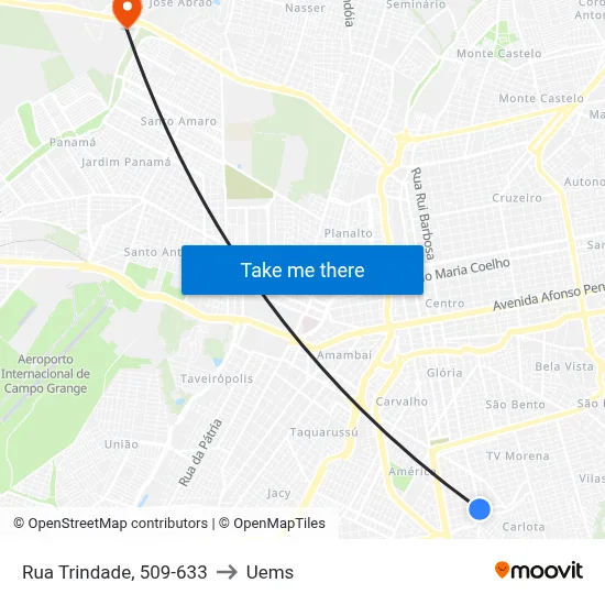Rua Trindade, 509-633 to Uems map