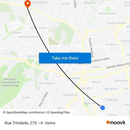 Rua Trindade, 275 to Uems map