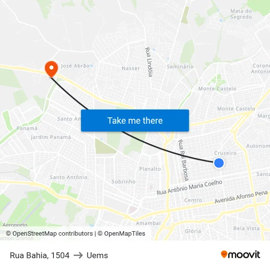 Rua Bahia, 1504 to Uems map