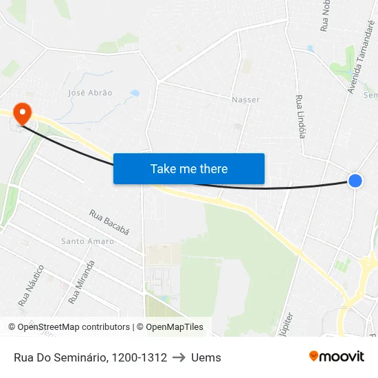 Rua Do Seminário, 1200-1312 to Uems map